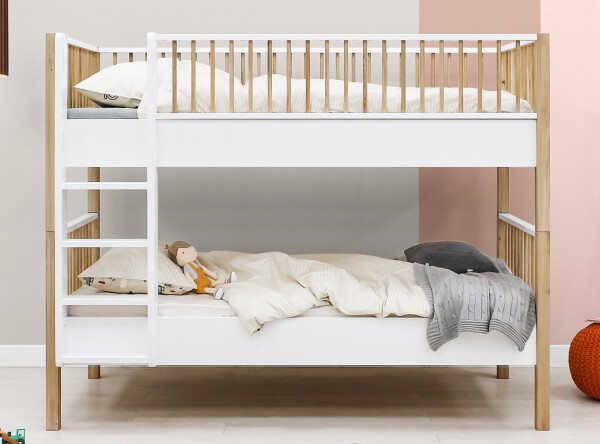 Combi-bunkbed 90x200 Mika White/Oak Combi-bunkbed 90x200 Mika White/Oak