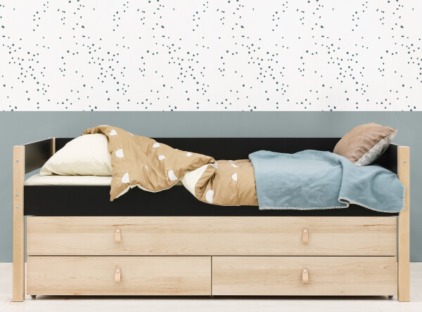 Compact bed 90x200 with sleep and storage unit Lucas Mat Black/Natural Compact bed 90x200 with sleep and storage unit Lucas Mat Black/Natural