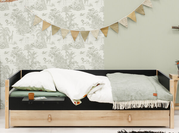 Bench bed 90x200 Lucas Mat Black/Natural Bench bed 90x200 Lucas Mat Black/Natural