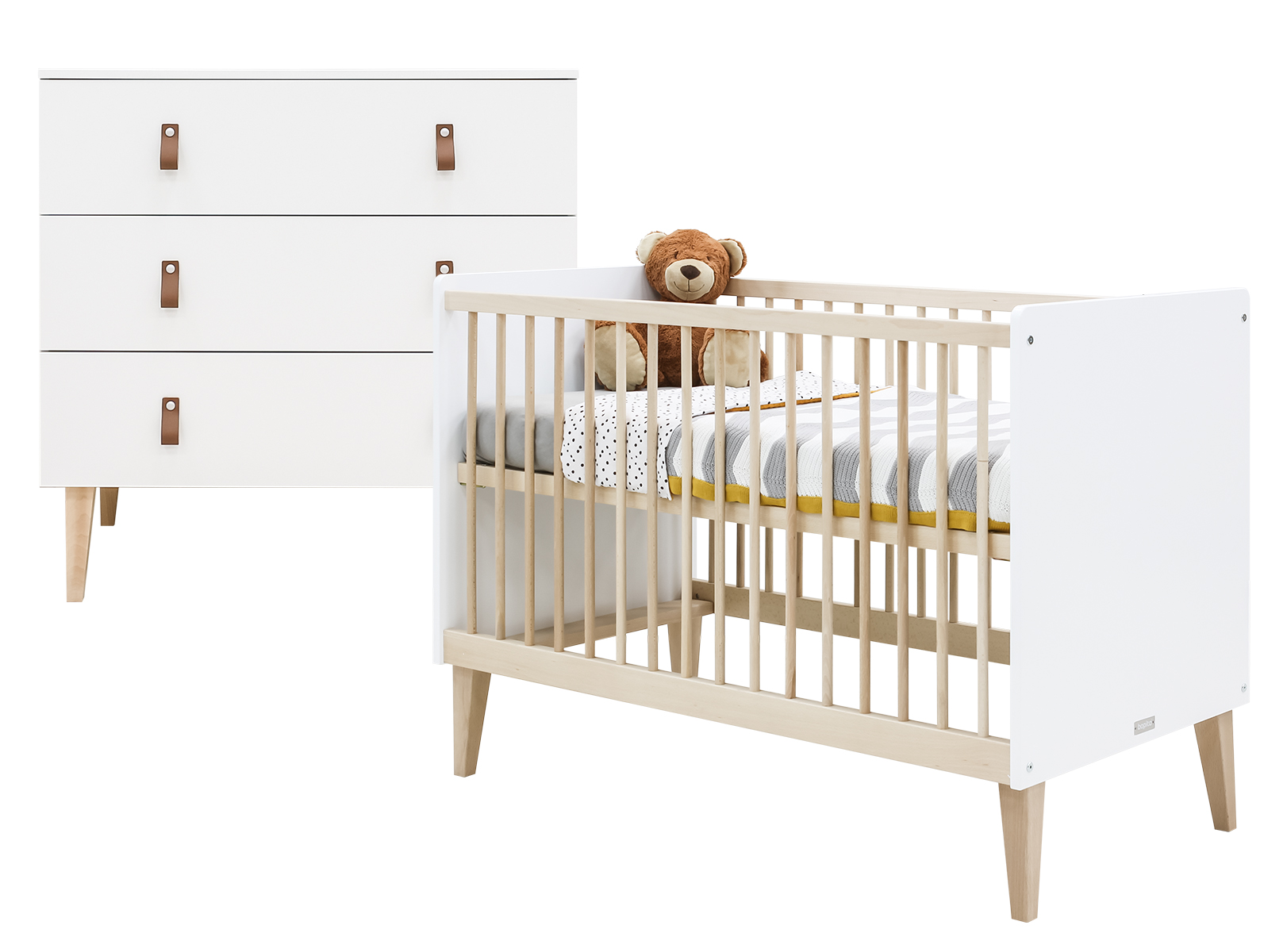 Bopita Indy 2-delige babykamer - Wit/Naturel