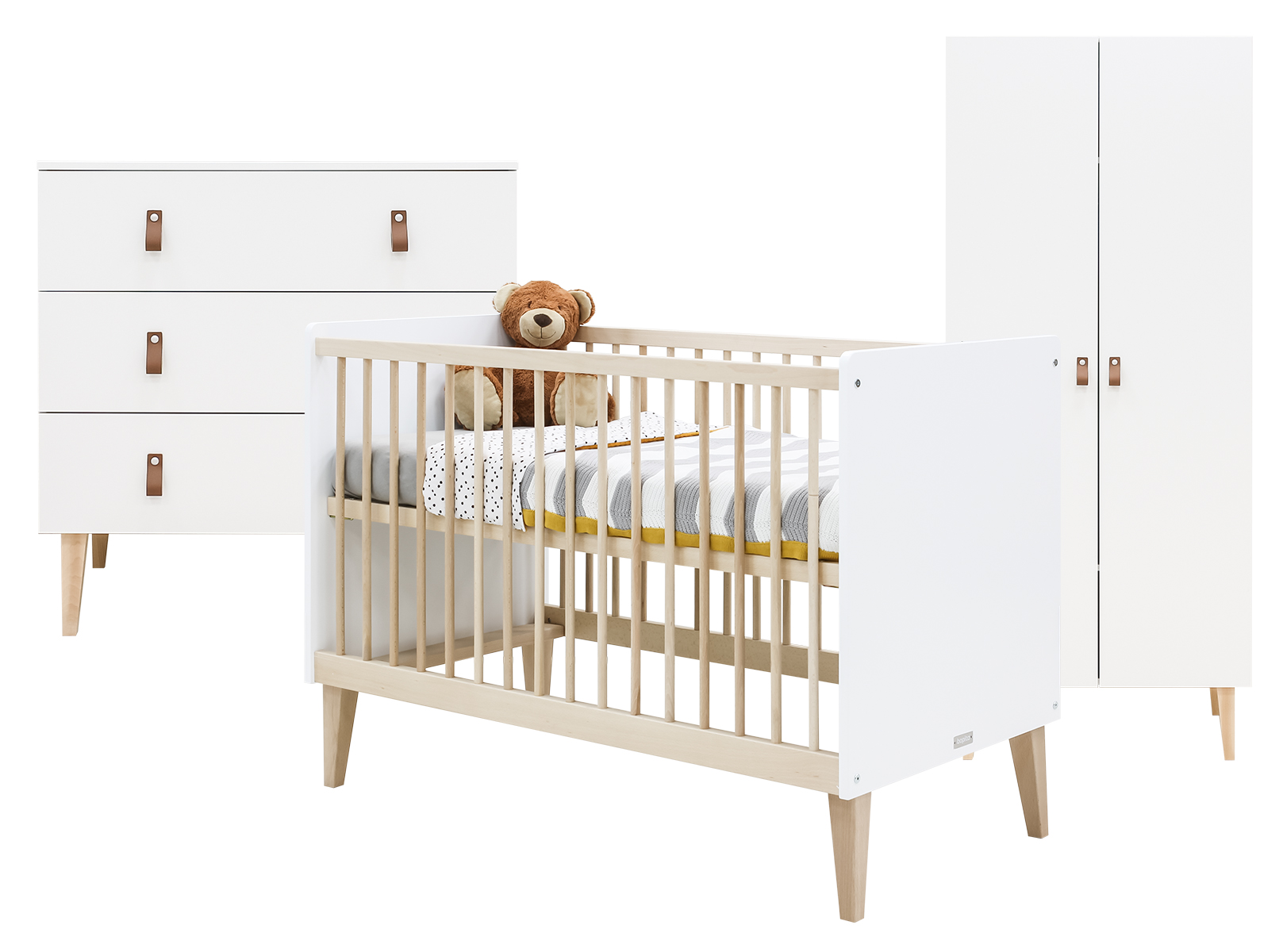 Bopita Indy 3-delige babykamer - Wit/Naturel