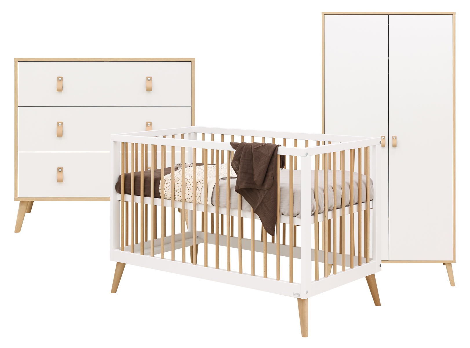 ToiToiKids Jort 3-delige babykamer - Wit/Naturel