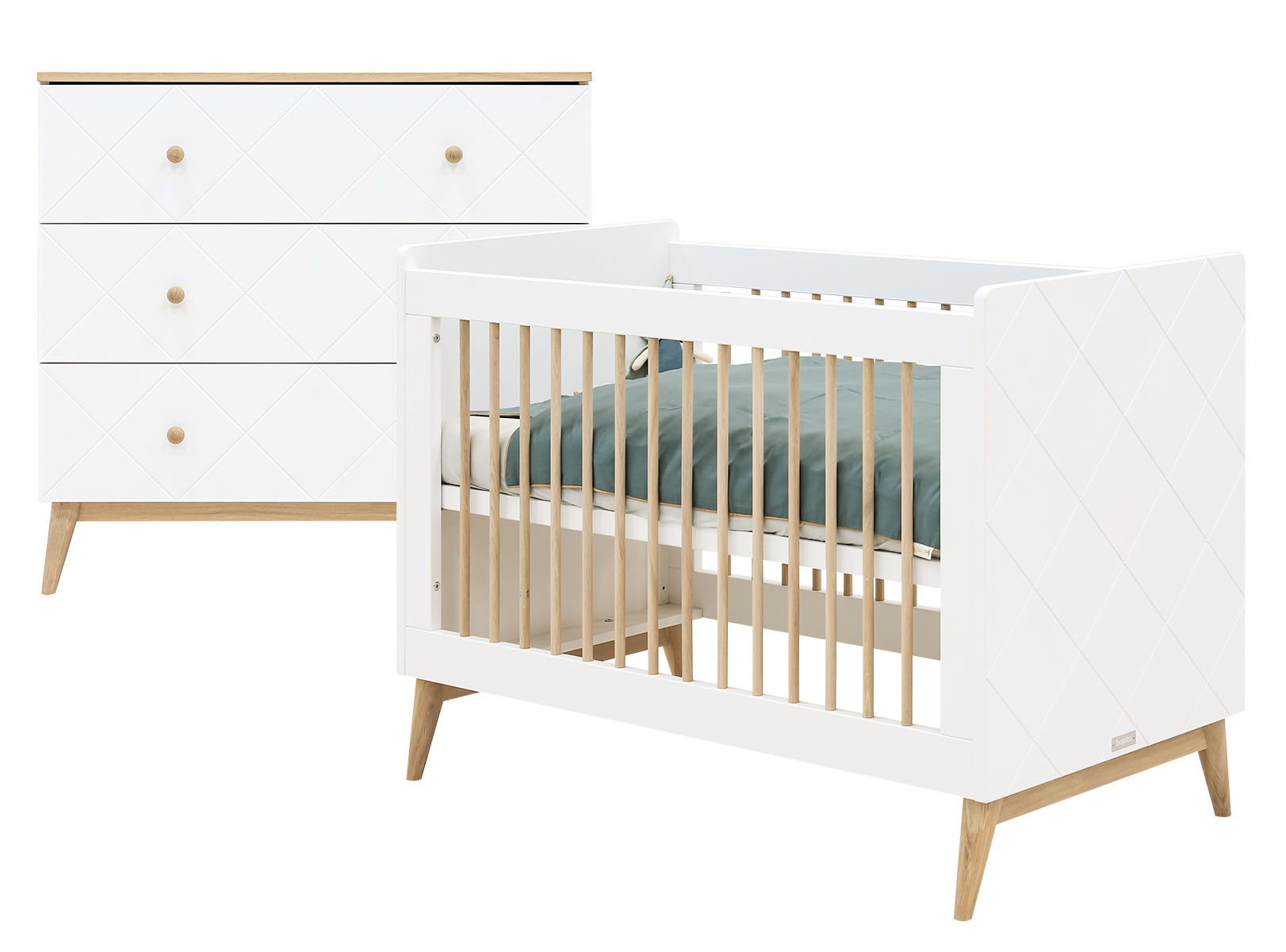 Bopita Paris 2-delige babykamer - Wit/Eiken