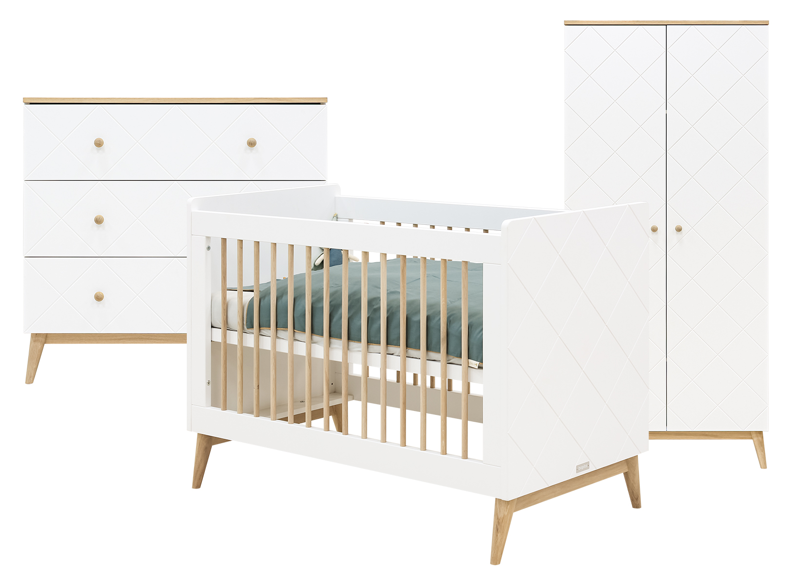 Bopita Paris 3-delige babykamer - Wit/Eiken