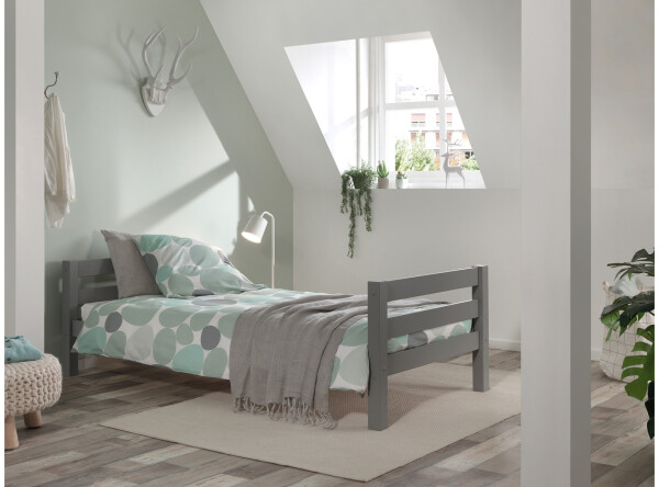 Pino single bed 90x200cm grey