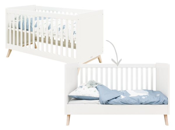 Fenna 2 piece nursery furniture set with bench bed White/Natural