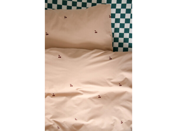 Duvet cover 140x220 red cherries on nude