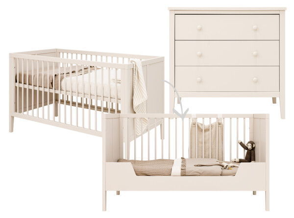 Vieve 2 piece nursery furniture set with bench bed Dune