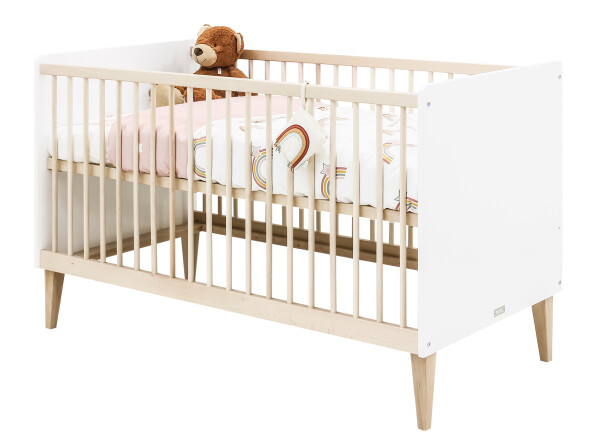 Indy 2 piece nursery furniture set XL with bench bed White/Natural