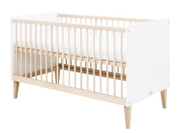 Indy 2 piece nursery furniture set XL with bench bed White/Natural