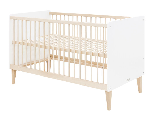 Indy 2 piece nursery furniture set XL with bench bed White/Natural