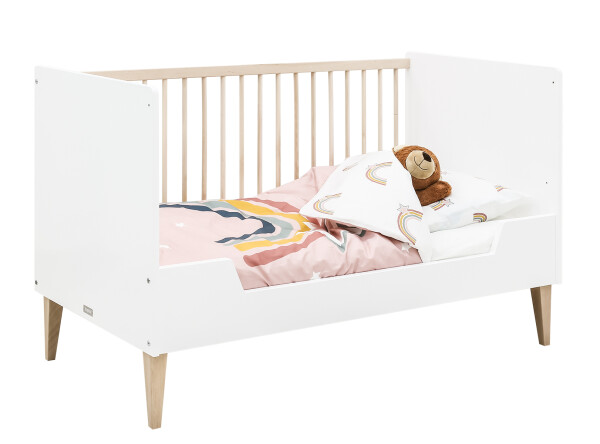 Indy 2 piece nursery furniture set XL with bench bed White/Natural