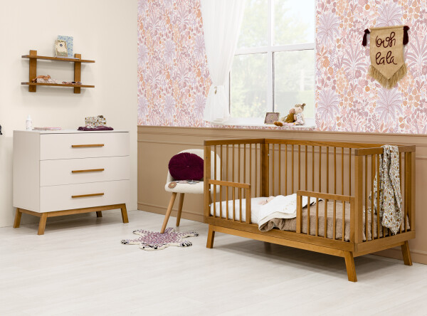 Kaleo 2 piece nursery furniture set with bench bed Dune/Rose Wood