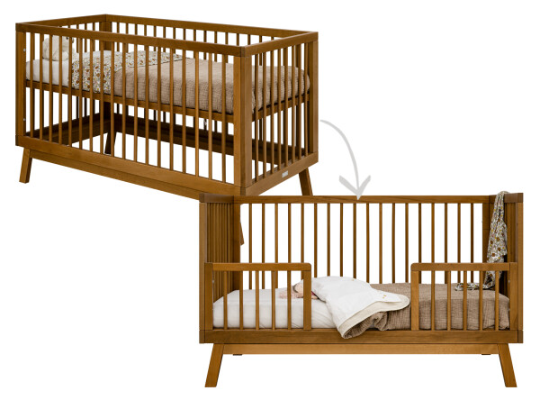 Kaleo 2 piece nursery furniture set with bench bed Dune/Rose Wood