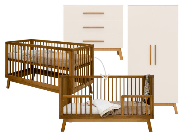 Kaleo 3 piece nursery furniture set with bench bed Dune/Rose Wood