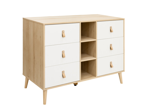 Commode XL met 6 laden en 3 open vakken Jort Wit/Naturel