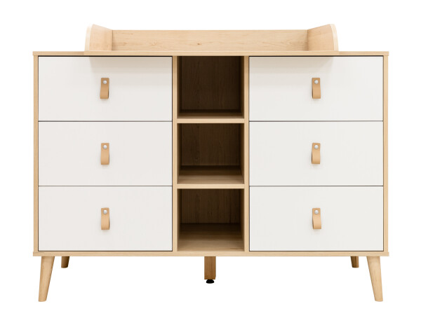 Commode XL met 6 laden en 3 open vakken Jort Wit/Naturel