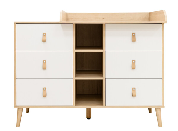 Commode XL met 6 laden en 3 open vakken Jort Wit/Naturel