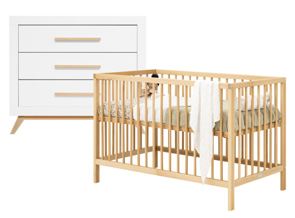 Toby/Fenna Babyzimmer 2-teilig Weiß/Natur