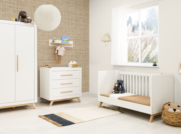 Fenna 3 piece nursery furniture set with bench bed White/Natural Fenna 3 piece nursery furniture set with bench bed White/Natural