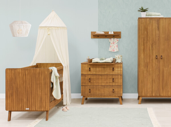Senna 3 piece nursery furniture set with bench bed Rose Wood