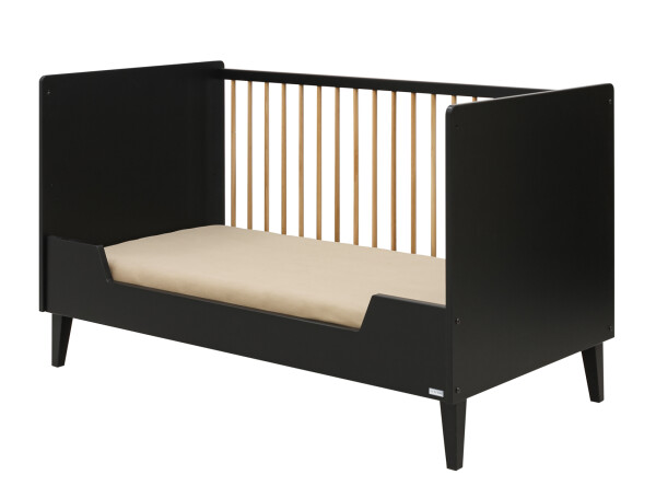 Xem 3 piece nursery furniture set with bench bed Matt Black/Oak
