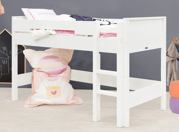 Cama altura media 90x200 con escalera vertical Combiflex Blanco