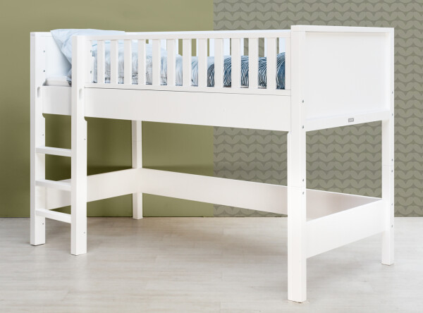 Half high sleeper 90x200 with straight stairs Nordic White