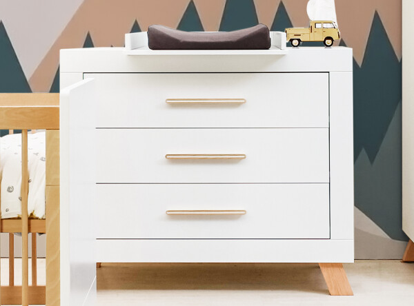 Commode met 3 laden Lisa Wit/Naturel Commode met 3 laden Lisa Wit/Naturel