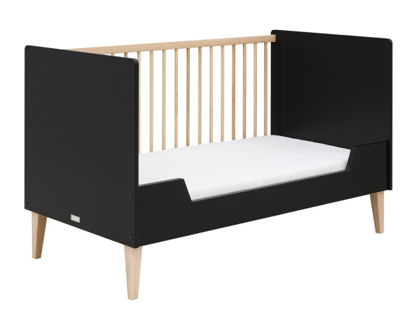 Lena 2 piece nursery furniture set with bench bed Matt Black/Natural