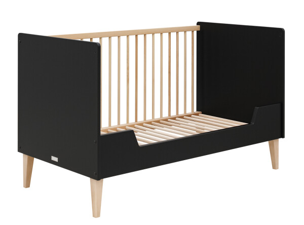 Lena 3 piece nursery furniture set with bench bed Matt Black/Natural