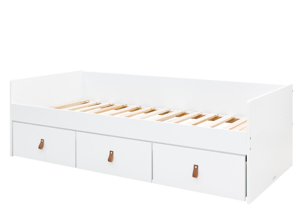 Bench bed 90x200 with 3 drawers Indy White/Natural