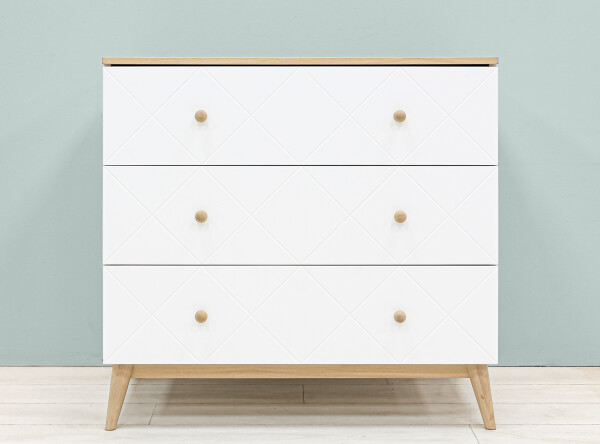 Commode met 3 laden Paris Wit/Eiken Commode met 3 laden Paris Wit/Eiken