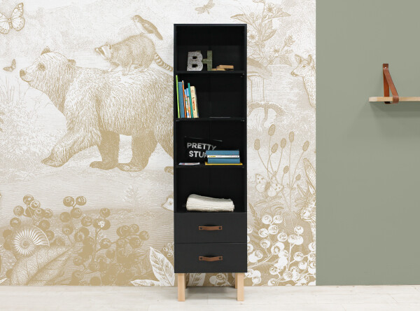 Libreria Floris Negro Mate/Natural