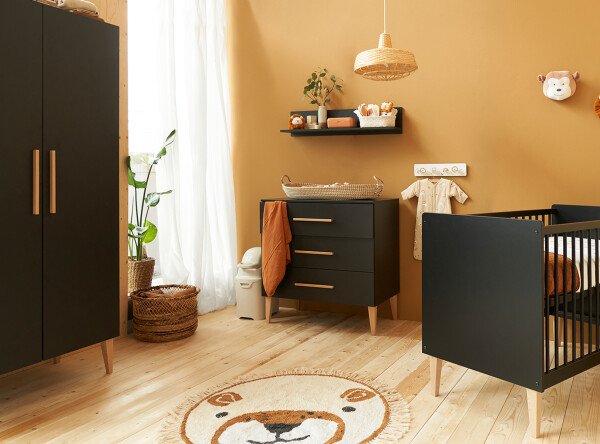 Lena 3-delige babykamer Mat Zwart/Naturel Lena 3-delige babykamer Mat Zwart/Naturel