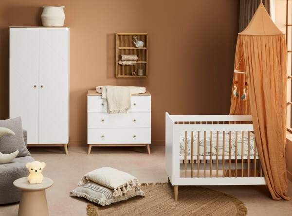 Paris 3-delige babykamer Wit/Eiken Paris 3-delige babykamer Wit/Eiken