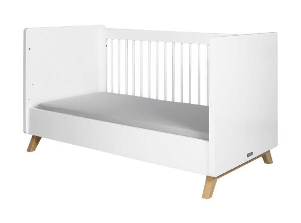 Lynn 3 piece nursery furniture set gripless with bench bed White/Natural