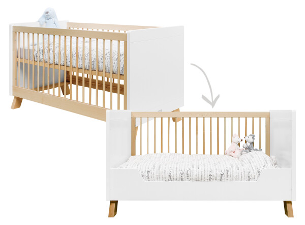 Lisa 3 piece nursery furniture set with bench bed White/Natural