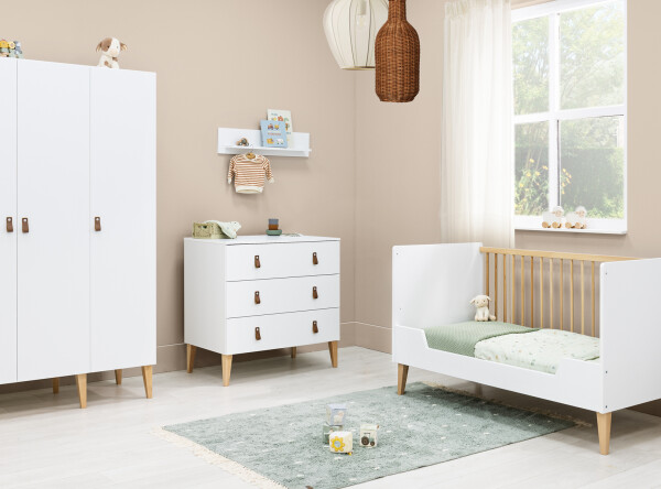 Indy 3 piece nursery furniture set with bench bed White/Natural Indy 3 piece nursery furniture set with bench bed White/Natural
