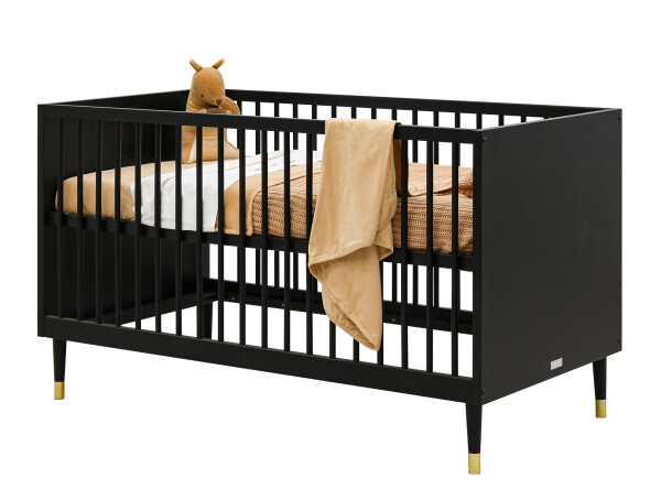 Cloë 3 piece nursery furniture set with bench bed Matt Black