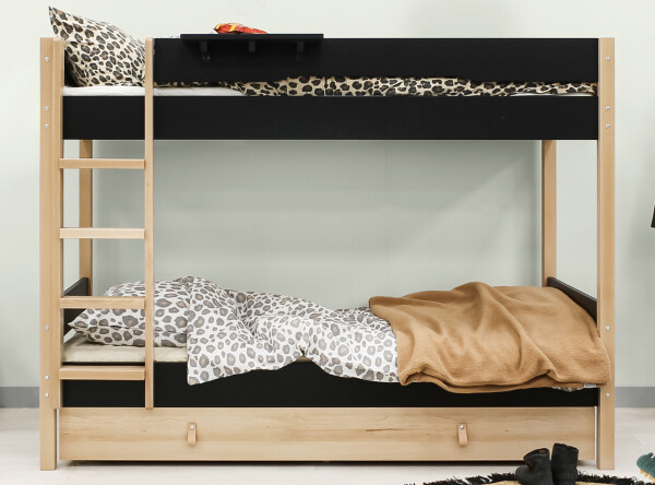 Bunkbed 90x200 Lucas Mat Black/Natural Bunkbed 90x200 Lucas Mat Black/Natural