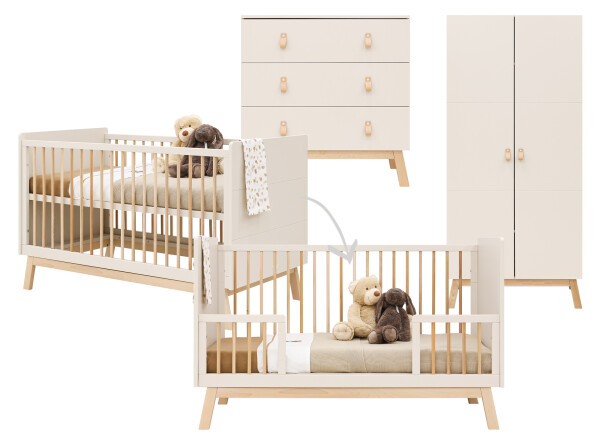 Lines 3 piece nursery furniture set with bench bed Dune/Natural Lines 3 piece nursery furniture set with bench bed Dune/Natural