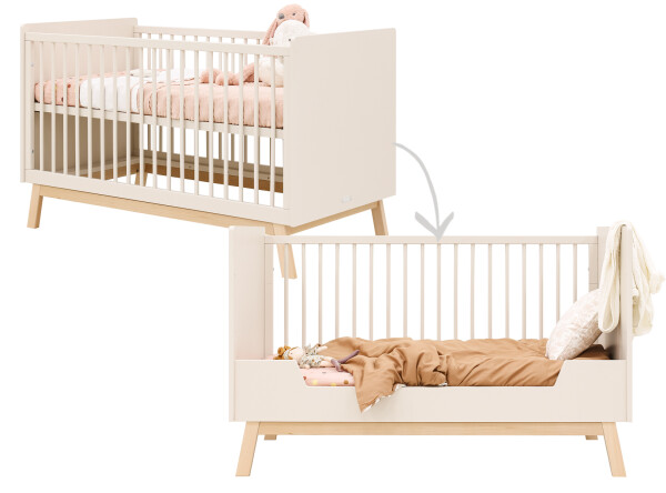 Saba 3 piece nursery furniture set with bench bed Dune/Natural