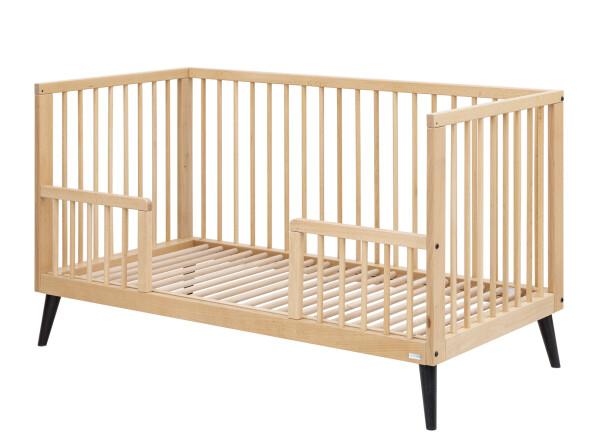 Fay 3 piece nursery furniture set with bench bed Natural/Matt Black